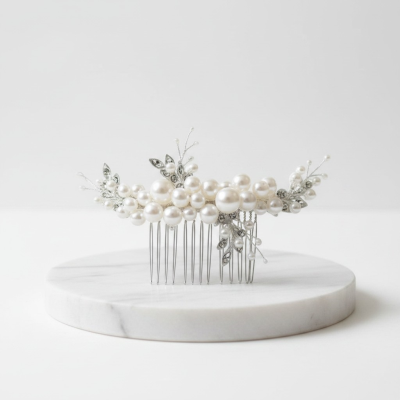 ATHENA COLLECTION - SIMPLY CHIC PEARL COMB - HC310 SILVER 