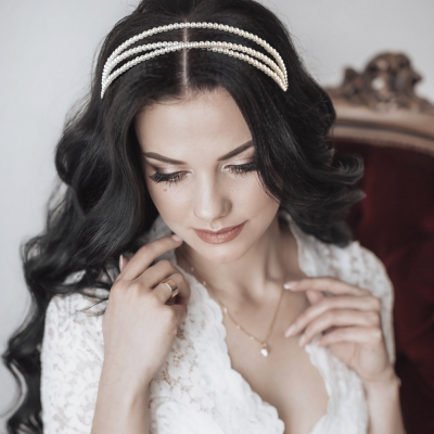 ATHENA COLLECTION - TRIPLE PEARL HEADBAND - AHB189 IVORY 