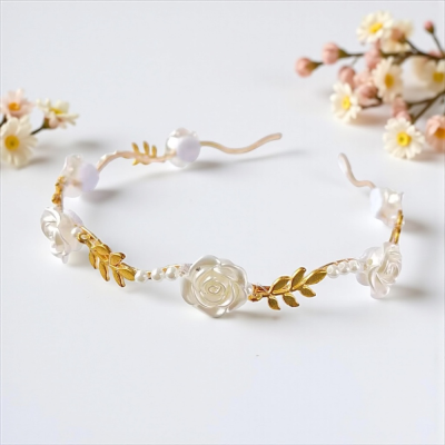 ATHENA COLLECTION - DAINTY DIVA ROSE HEADBAND - GOLD AHB225