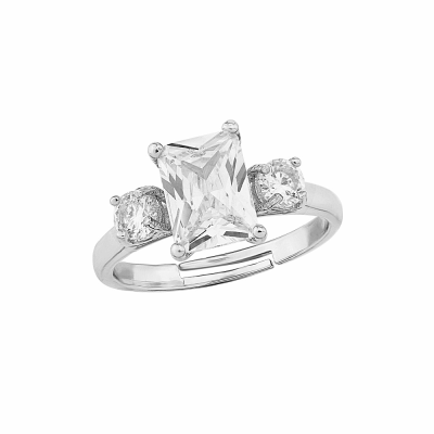CUBIC ZIRCONIA COLLECTION - MEGHAN ADJUSTABLE RING -R3  SILVER