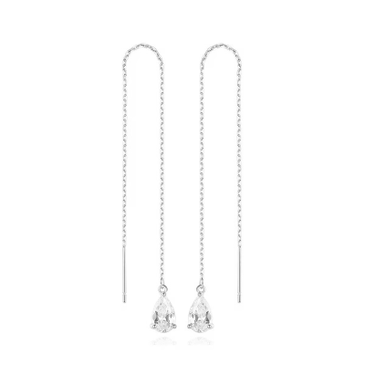 CUBIC ZIRCONIA COLLECTION - DIAMOND DROP EARRINGS - CZER920 SILVER