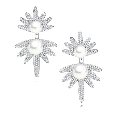 CUBIC ZIRCONIA COLLECTION - STARLET GLAM EARRINGS - CZER771 SILVER