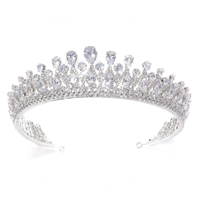 CUBIC ZIRCONIA COLLECTION - BEJEWELLED DECO TIARA - AHB113