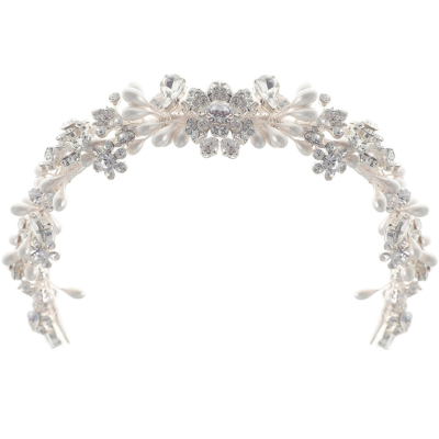 ATHENA COLLECTION - EXQUISITE GARLAND HEADBAND - AHB186 SILVER 