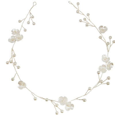 ATHENA COLLECTION - DAINTY FLORAL HAIR VINE - HP204 SILVER