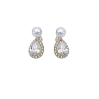 CUBIC ZIRCONIA COLLECTION - DAINTY CRYSTAL DROP EARRINGS -925 GOLD