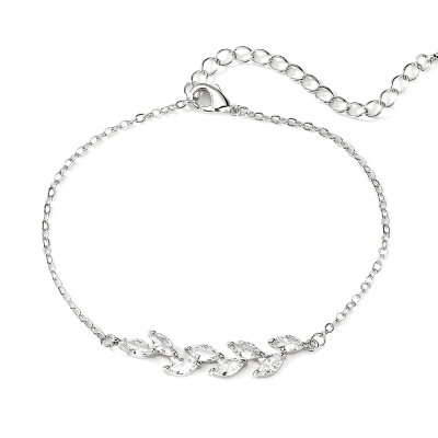 CUBIC ZIRCONIA COLLECTION - DAINTY ELEGANCE BRACELET - CZBR154 SILVER 