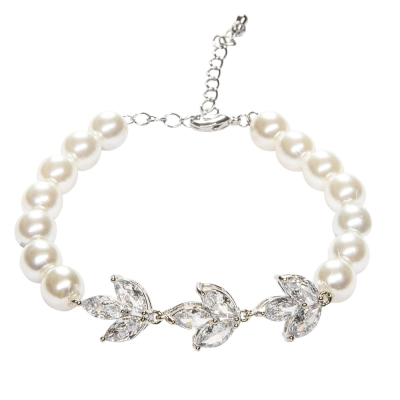 CUBIC ZIRCONIA CRYSTALS - GATSBY DIVINE PEARL BRACELET -BR136