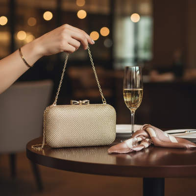 ATHENA COLLECTION - CRYSTAL BOW BAG - GOLD