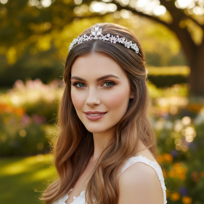 ATHENA COLLECTION - DAINTY SPARKLE TIARA - AHB241 SILVER 