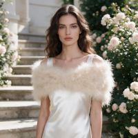 Vintage Inspired Marabou Feather Stole - CHAMPAGNE (SG1)