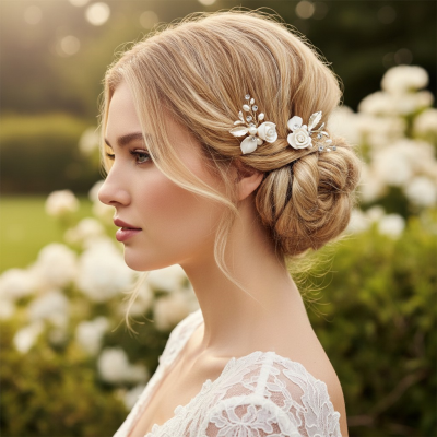 ATHENA COLLECTION - GLAM ROSE HAIR PINS - (PAIR) PIN64 GOLD
