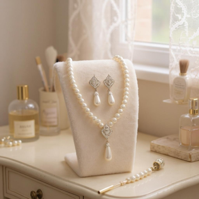 ATHENA COLLECTION - CHIC PEARL NECKLACE SET - CZNK270