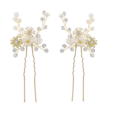 ATHENA COLLECTION - ETERNALLY PEARL HAIR PINS (PAIR)  - PIN 36 GOLD