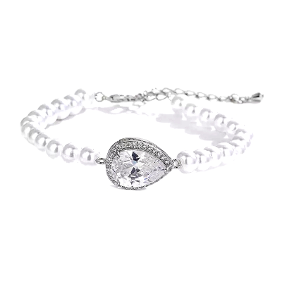 CUBIC ZIRCONIA COLLECTION - CHIC PEARL BRACELET -CZBRA15