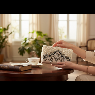 EXQUISITE GATSBY EMBELLISHED CLUTCH BAG - GOLD