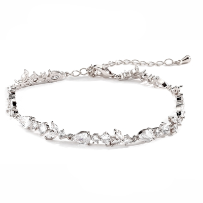 CUBIC ZIRCONIA COLLECTION - CRYSTAL SHIMMER BRACELET - BR125 SILVER 