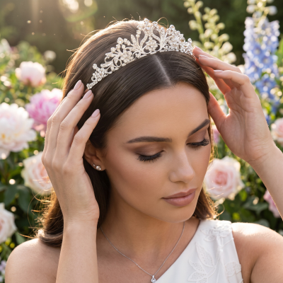 ATHENA COLLECTION -DELICATE DAISY TIARA - AHB203 SILVER 