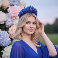 COLLECTION - LUXE STATEMENT TIARA - AHB257 BLUE