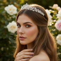 CUBIC ZIRCONIA COLLECTION - SHIMMERING VINE TIARA - AHB238 SILVER