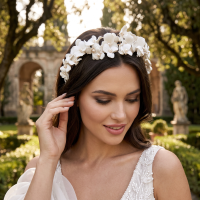 ATHENA COLLECTION - FLORAL ENCHANTMENT HEADBAND - AHB196 GOLD