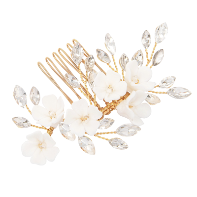 ATHENA COLLECTION - FLORAL BEAUTY COMB - HC236 GOLD