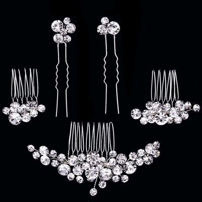 ATHENA COLLECTION - LUSH CRYSTAL HAIR PINS - PIN53 SILVER