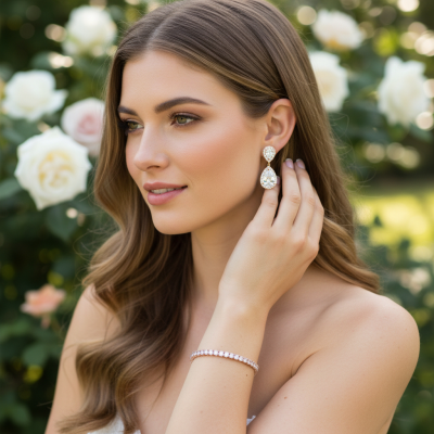 CUBIC ZIRCONIA COLLECTION - CHIC TENNIS BRACELET SET - ROSE GOLD 