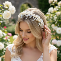 ATHENA COLLECTION - LUXE PEARL HEADBAND - SILVER - AHB244