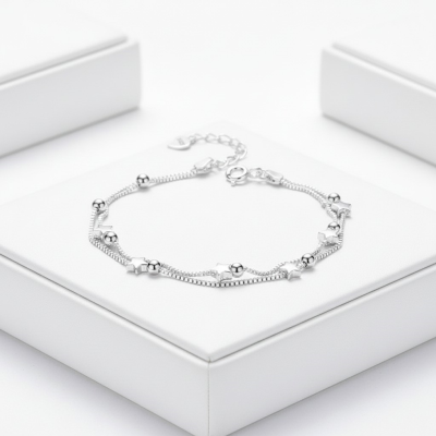 CUBIC ZIRCONIA COLLECTION - CHIC STAR BRACELET - 925 STERLING SILVER BR179