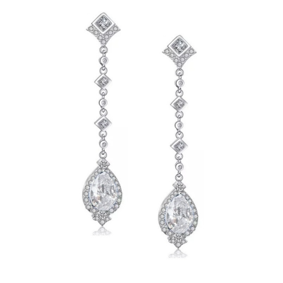 CUBIC ZIRCONIA COLLECTION - STARLET CHANDELIER EARRINGS - CZER670 SILVER