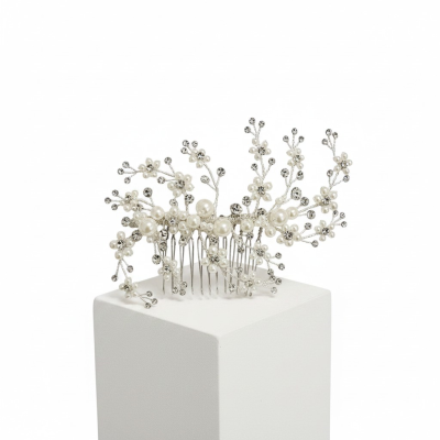 SASSB COLLECTION  - DARCEY PEARL DIVINE HAIR COMB - SILVER