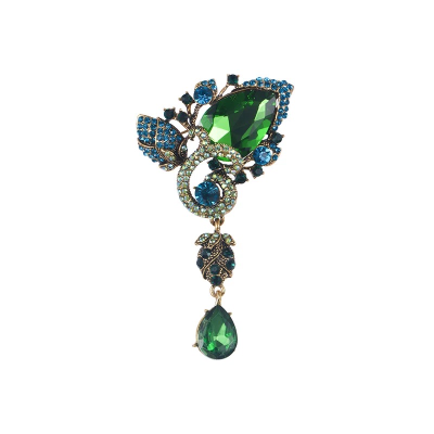 ATHENA COLLECTION - VINTAGE DIVINE BROOCH - EMERALD (58) 