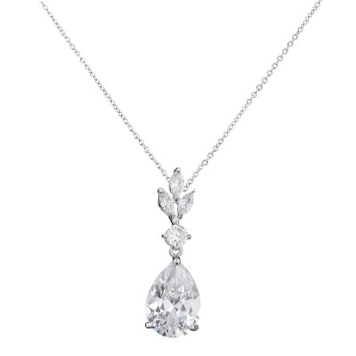 CUBIC ZIRCONIA COLLECTION - SIMPLY SPARKLE NECKLACE - NK129- SILVER
