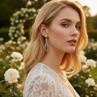 CUBIC ZIRCONIA COLLECTION - DAINTY DIVA EARRINGS - CZER958 GOLD