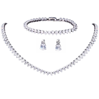CUBIC ZIRCONIA COLLECTION - TIMELESS ELEGANCE SET - CZNK247 SILVER 