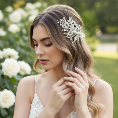 ATHENA COLLECTION - PEARLS OF EXTRAVAGANCE HEADPIECE - HC227 SILVER