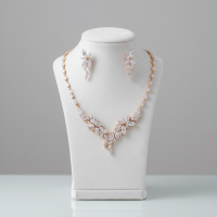 CUBIC ZIRCONIA COLLECTION - CRYSTAL ALLURE NECKLACE SET - CZNK228 - ROSE  GOLD
