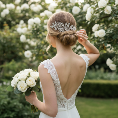 ATHENA COLLECTION - ENCHANTING CRYSTAL SPRAY HAIR COMB - HC296 SILVER 