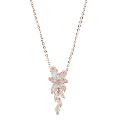 CUBIC ZIRCONIA COLLECTION -  ALLURE CRYSTAL NECKLACE - CZNK185 ROSE GOLD 