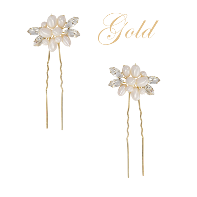 ATHENA COLLECTION - DIVINE PEARL HAIR PINS - (PAIR) PIN 47 GOLD 