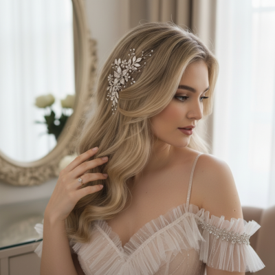 ATHENA COLLECTION - EXQUISITE CRYSTAL HEADPIECE - HC289 BLUSH PINK 