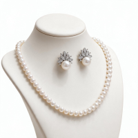 ATHENA COLLECTION - PEARL NECKLACE SET - NK306 SILVER FINISH
