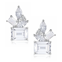 CUBIC ZIRCONIA COLLECTION - SPARKLE GEM EARRINGS - CZER536 SILVER