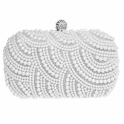 CLASSIC PEARL CLUTCH BAG - WHITE