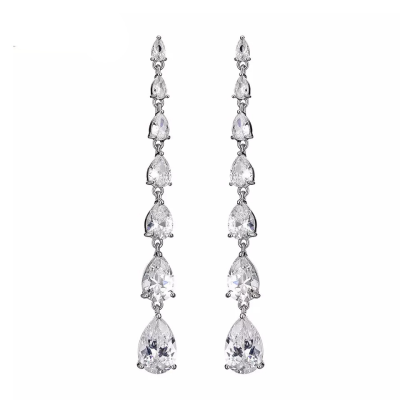CUBIC ZIRCONIA COLLECTION - CHIC CASCADE EARRINGS - CZER674 SILVER