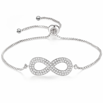 CUBIC ZIRCONIA COLLECTION - ETERNITY BRACELET - ADJUSTABLE - CZBR153 SILVER