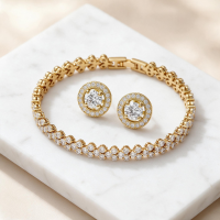 CUBIC ZIRCONIA COLLECTION - GLITZY GOLD BRACELET SET - 1
