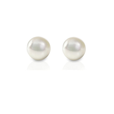 CUBIC ZIRCONIA COLLECTION - CHIC FRESHWATER PEARL EARRINGS -  CZER721 SILVER 