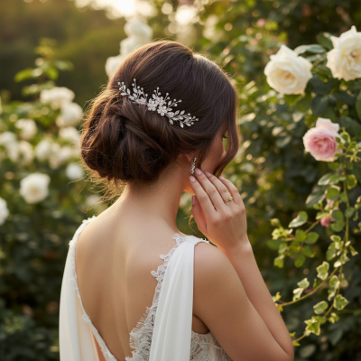 ATHENA COLLECTION - VINTAGE SPRAY HAIR COMB - HC287 SILVER 